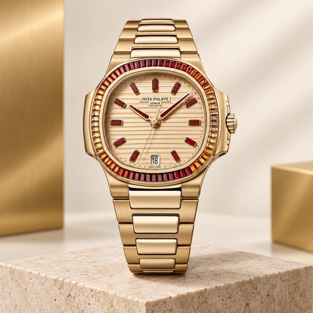 Patek Philippe Nautilus Oro con Lunetta Pietre - immagine 4