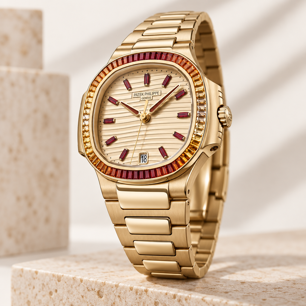 Patek Philippe Nautilus Oro con Lunetta Pietre - immagine 3