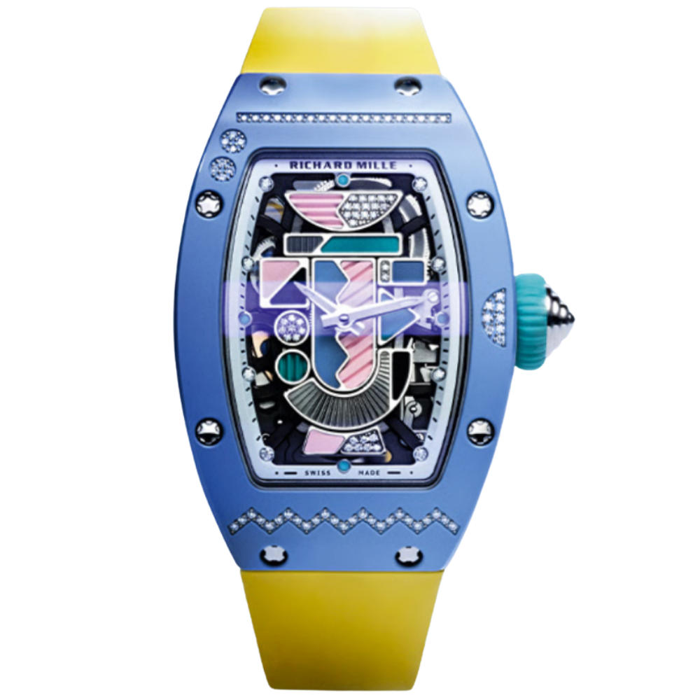 richard mille rm 07 01 coloured ceramics pastel blue cinturino giallo